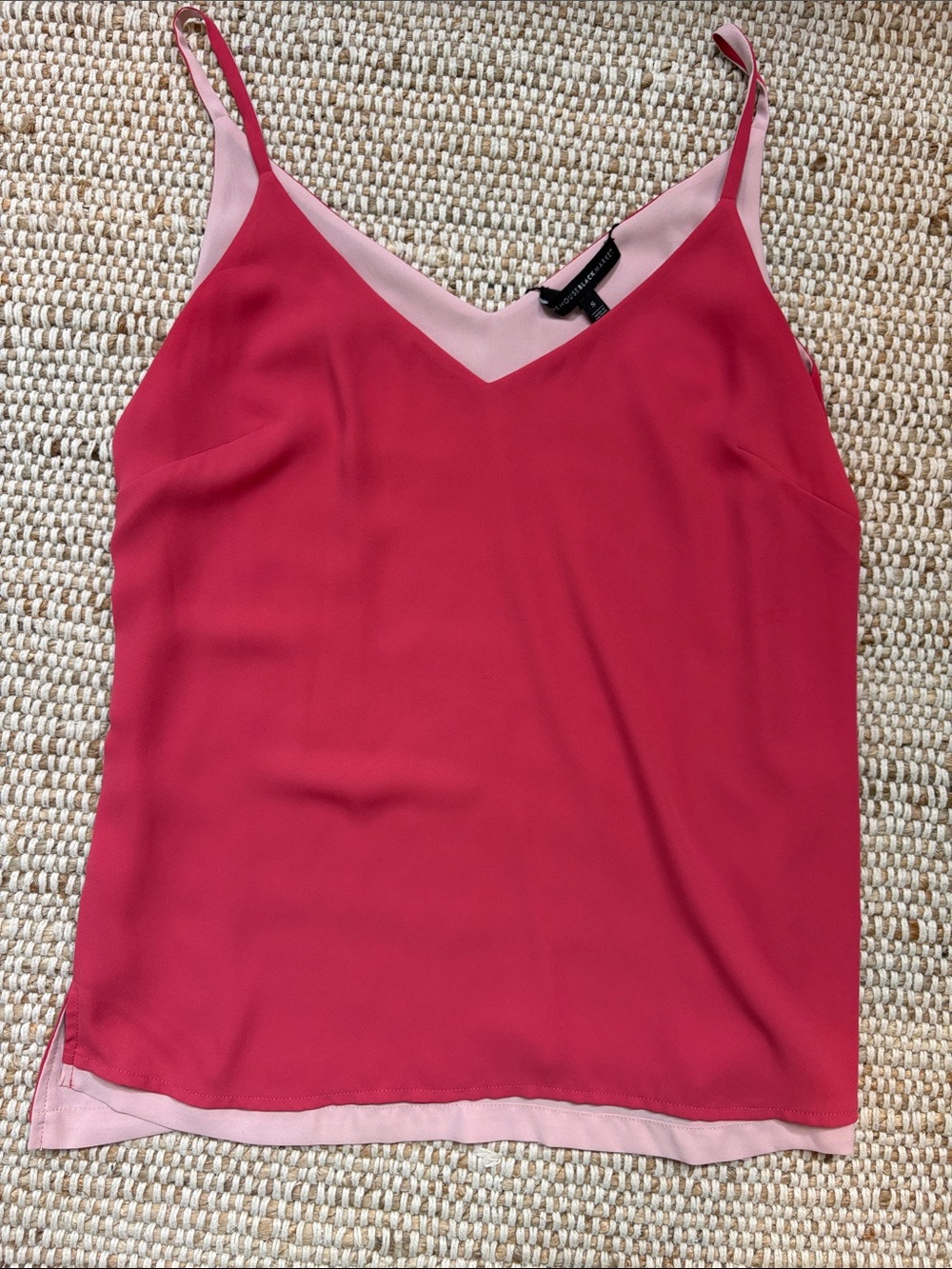 White House Black Market Raspberry and Blush V-Neck Silk Cami